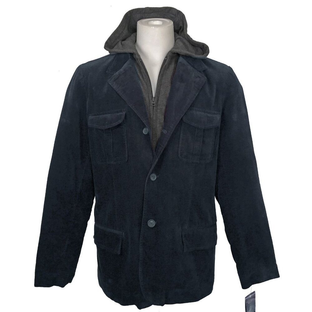 NEW Tommy Hilfiger Hoodie Sportcoat Peacoat! Navy  Weathered Corduroy  Insulated